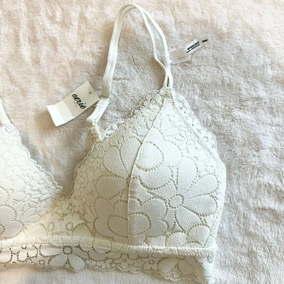 NWT Aerie Real Happy Wireless Lightly Lined Candy Lace Bra in Soft Muslin - 34C - Picture 5 of 8